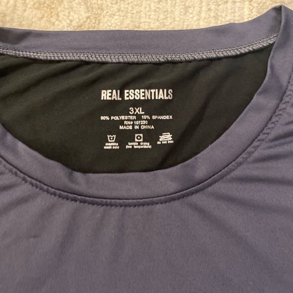 𝅺real ESSENTIALS MENS T-SHIRT 90% POLYESTER 10% SPANDEX 3XL (set of 2) - Picture 3 of 4